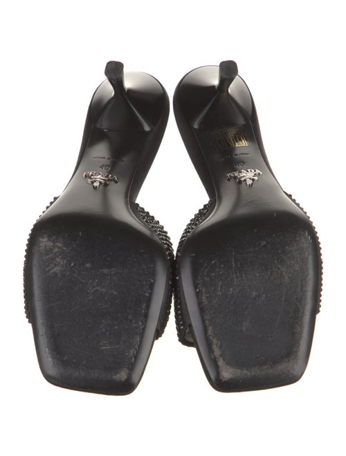 Prada Satin Crystal Embellishments Slides