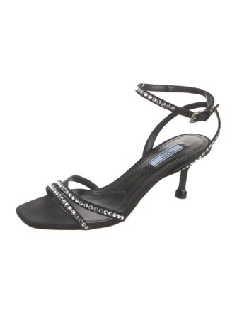Prada Satin Crystal Embellishments Sandals