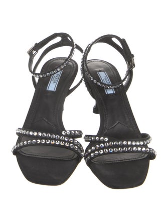 Prada Satin Crystal Embellishments Sandals