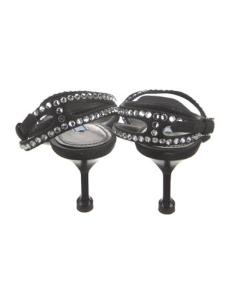 Prada Satin Crystal Embellishments Sandals