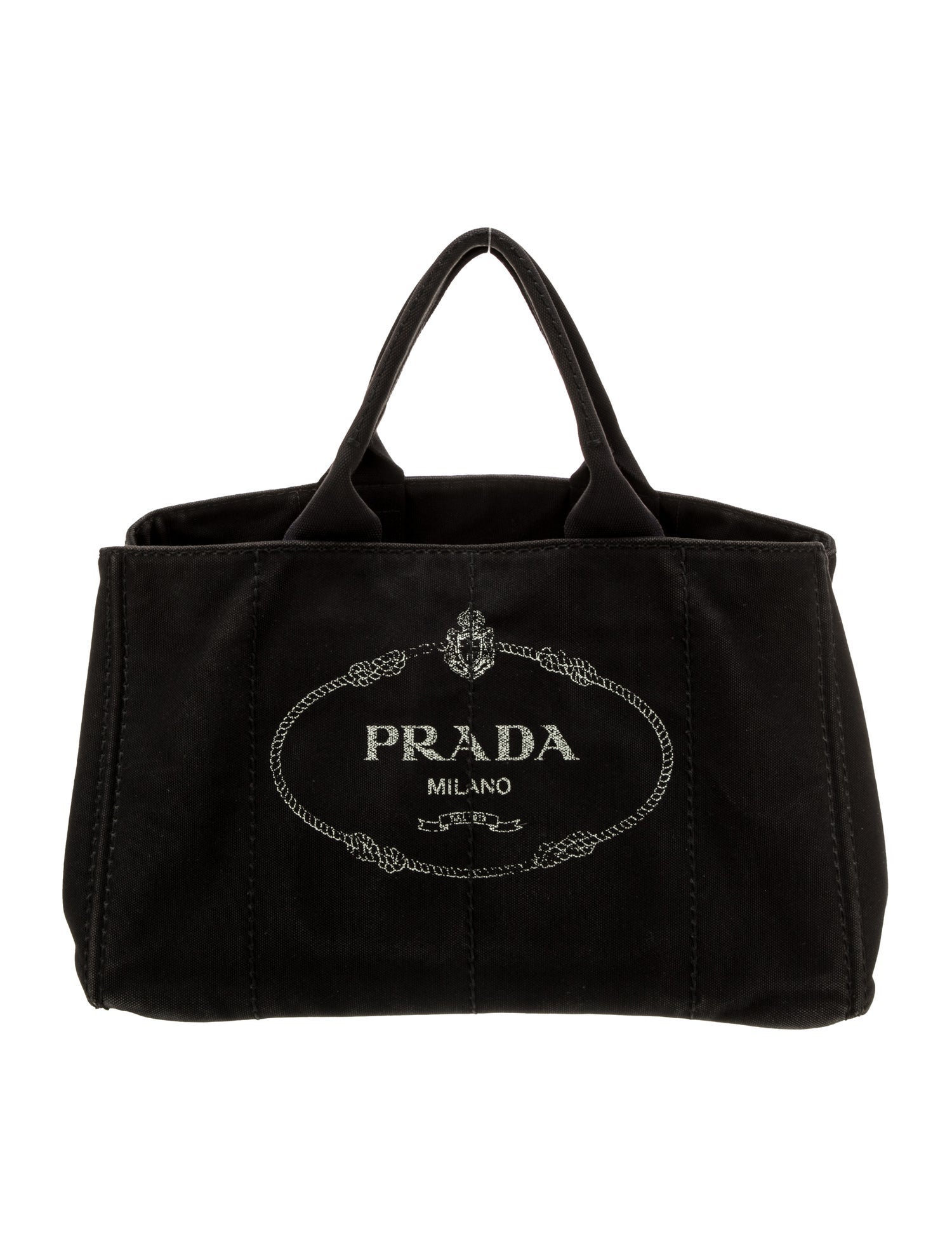 Prada Enameled Metal Triangle Canapa Logo