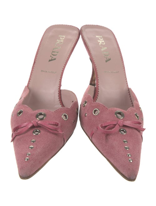Prada Suede Bow Accents Mules