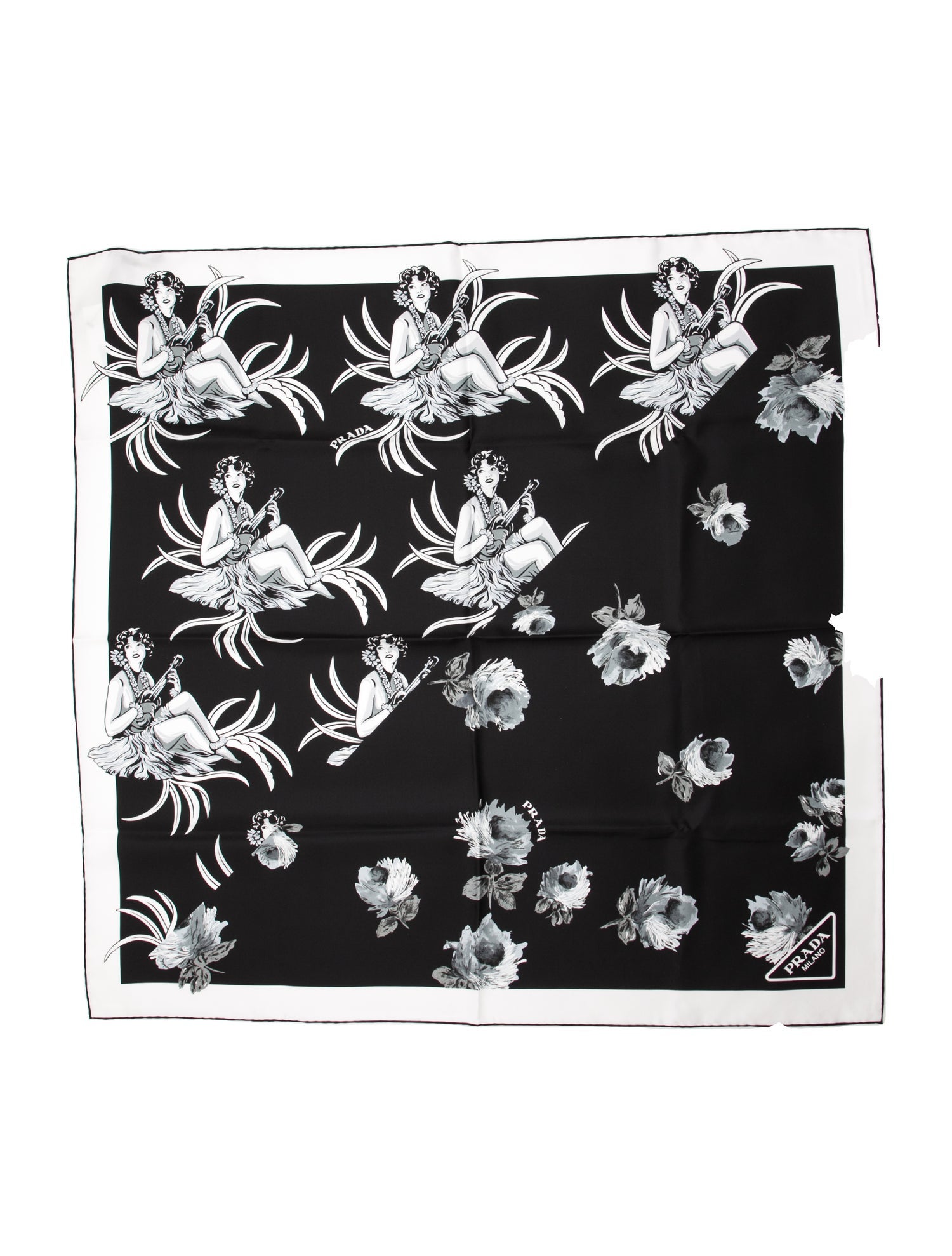 Prada Silk Floral Print Scarf