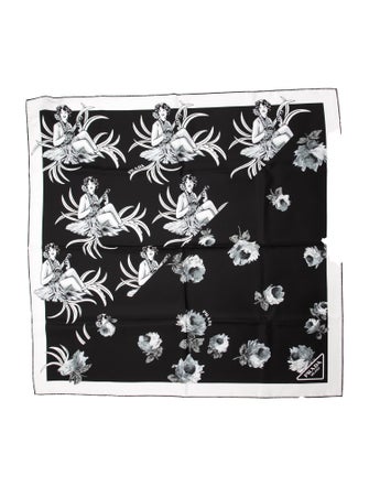 Prada Silk Floral Print Scarf