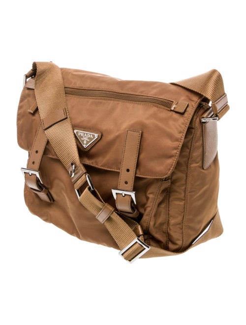 Prada Enameled Metal Triangle Messenger Bag