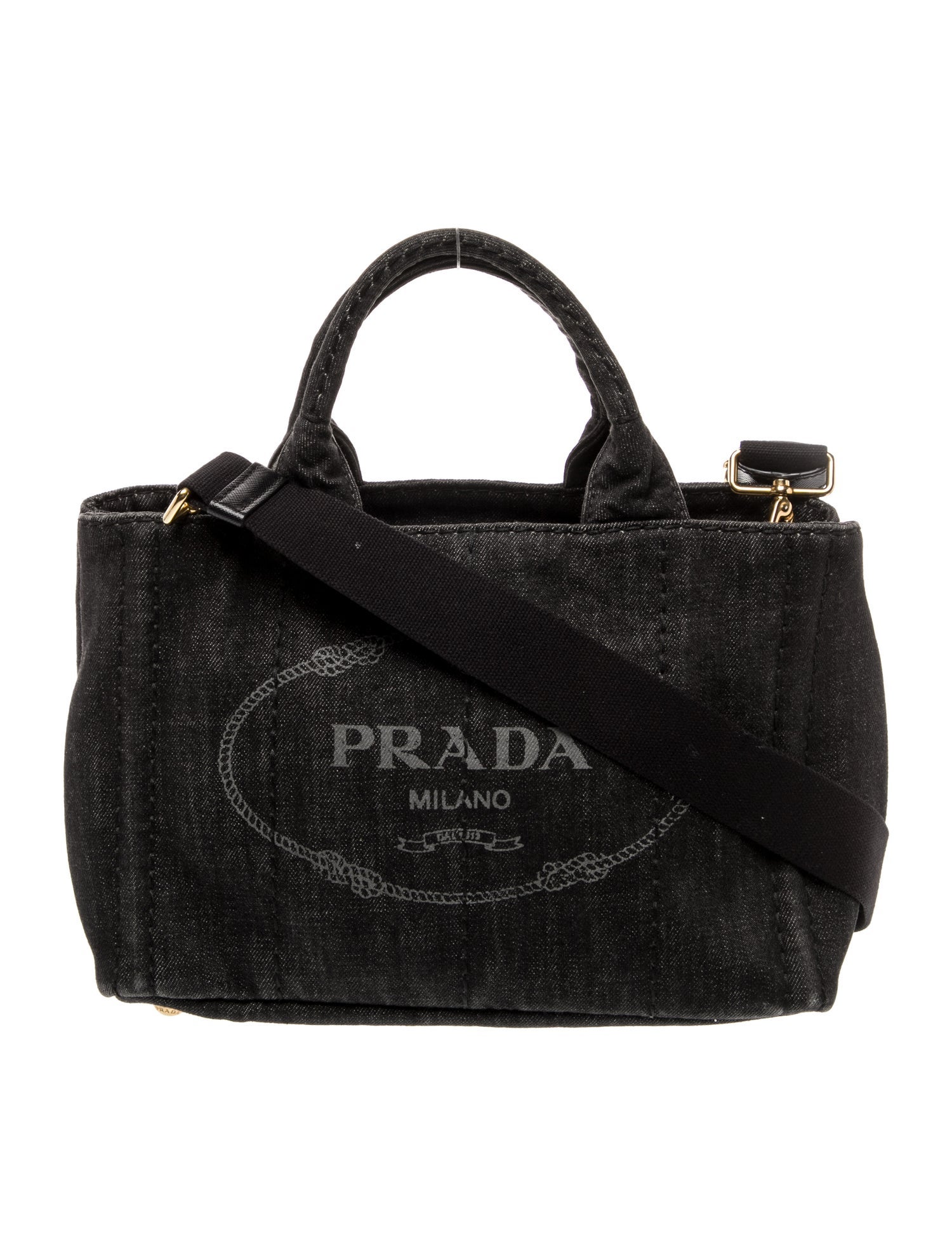 Prada Enameled Metal Triangle Top Handle Bag