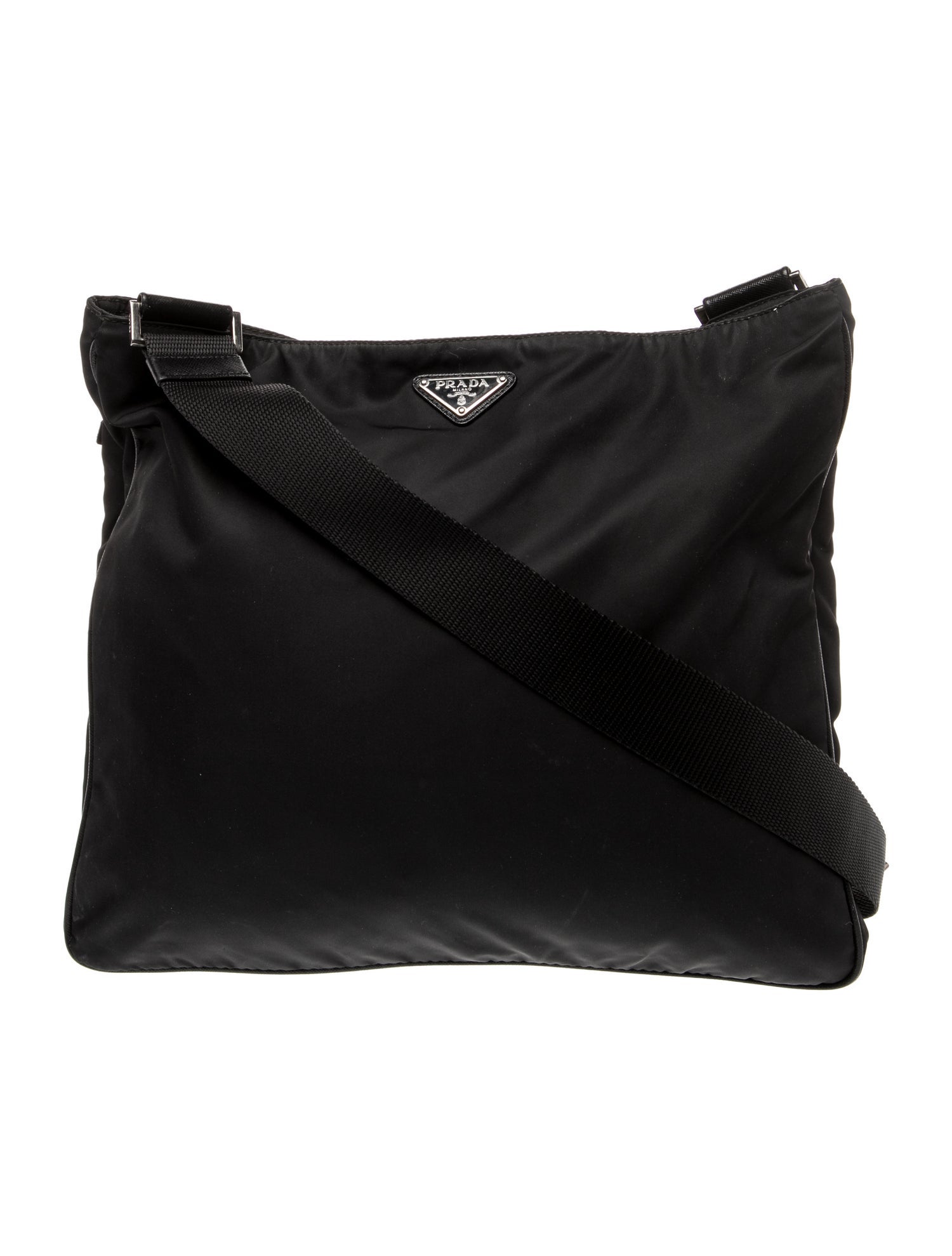 Prada Enameled Metal Triangle Messenger Bag