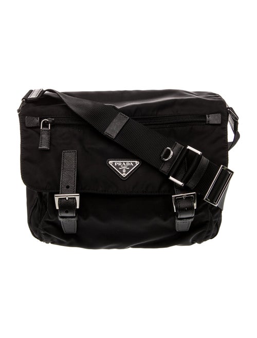 Prada Enameled Metal Triangle Messenger Bag