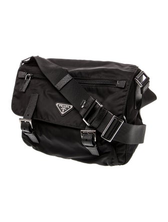 Prada Enameled Metal Triangle Messenger Bag