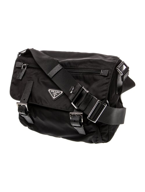 Prada Enameled Metal Triangle Messenger Bag