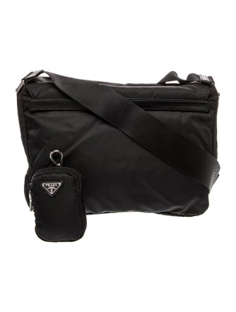 Prada Enameled Metal Triangle Messenger Bag