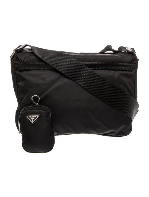 Prada Enameled Metal Triangle Messenger Bag