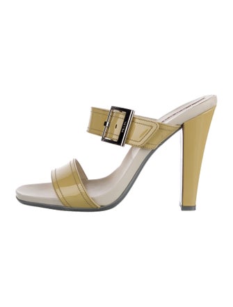 Prada Sport Patent Leather Leather Trim Embellishment Slides