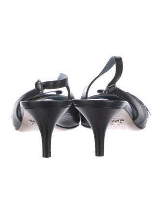 Prada Leather Bow Accents Slingback Pumps