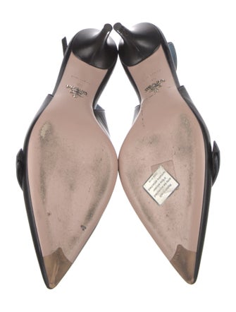 Prada Leather Bow Accents Slingback Pumps