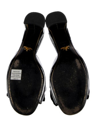 Prada Patent Leather Bow Accents Slides