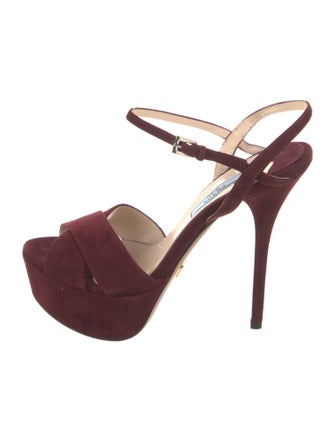 Prada Suede Cutout Accent Sandals