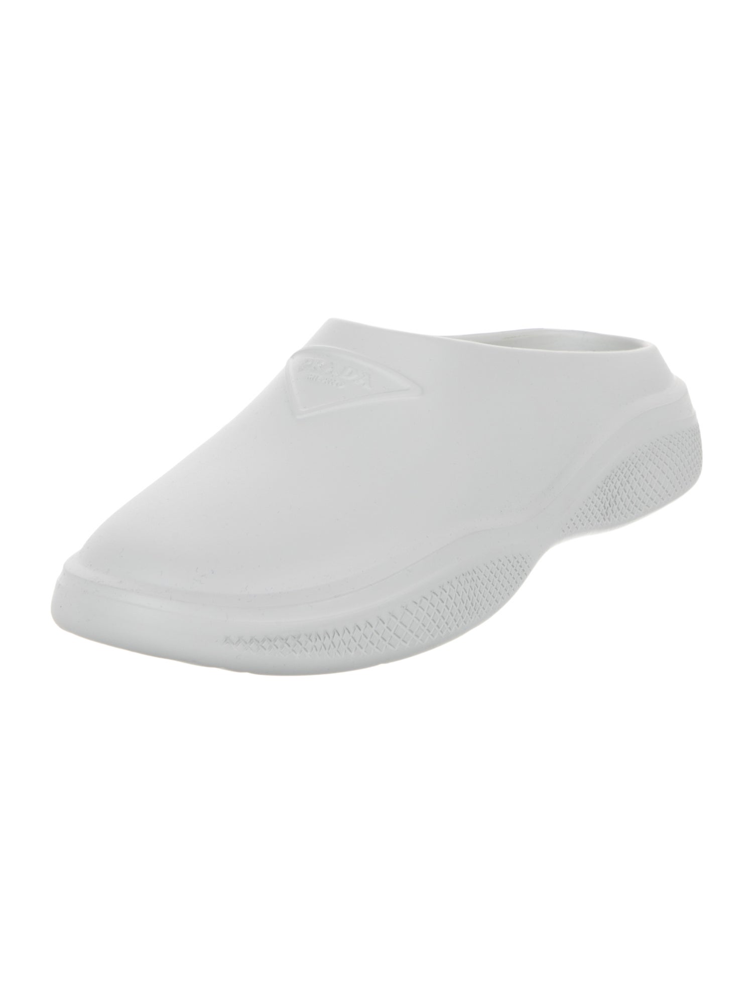 Prada Rubber Cutout Accent Mules