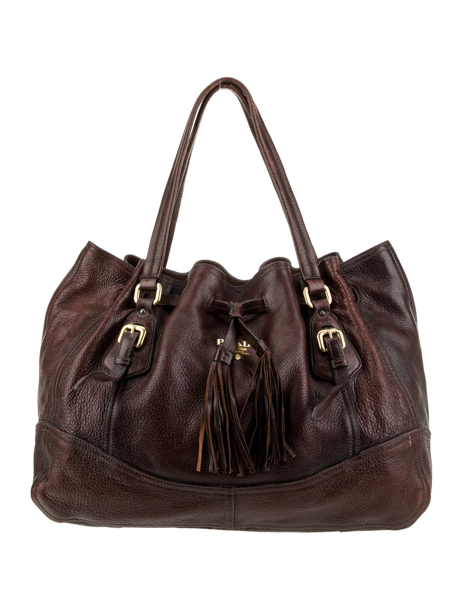 Prada Cervo Leather Bucket Bag