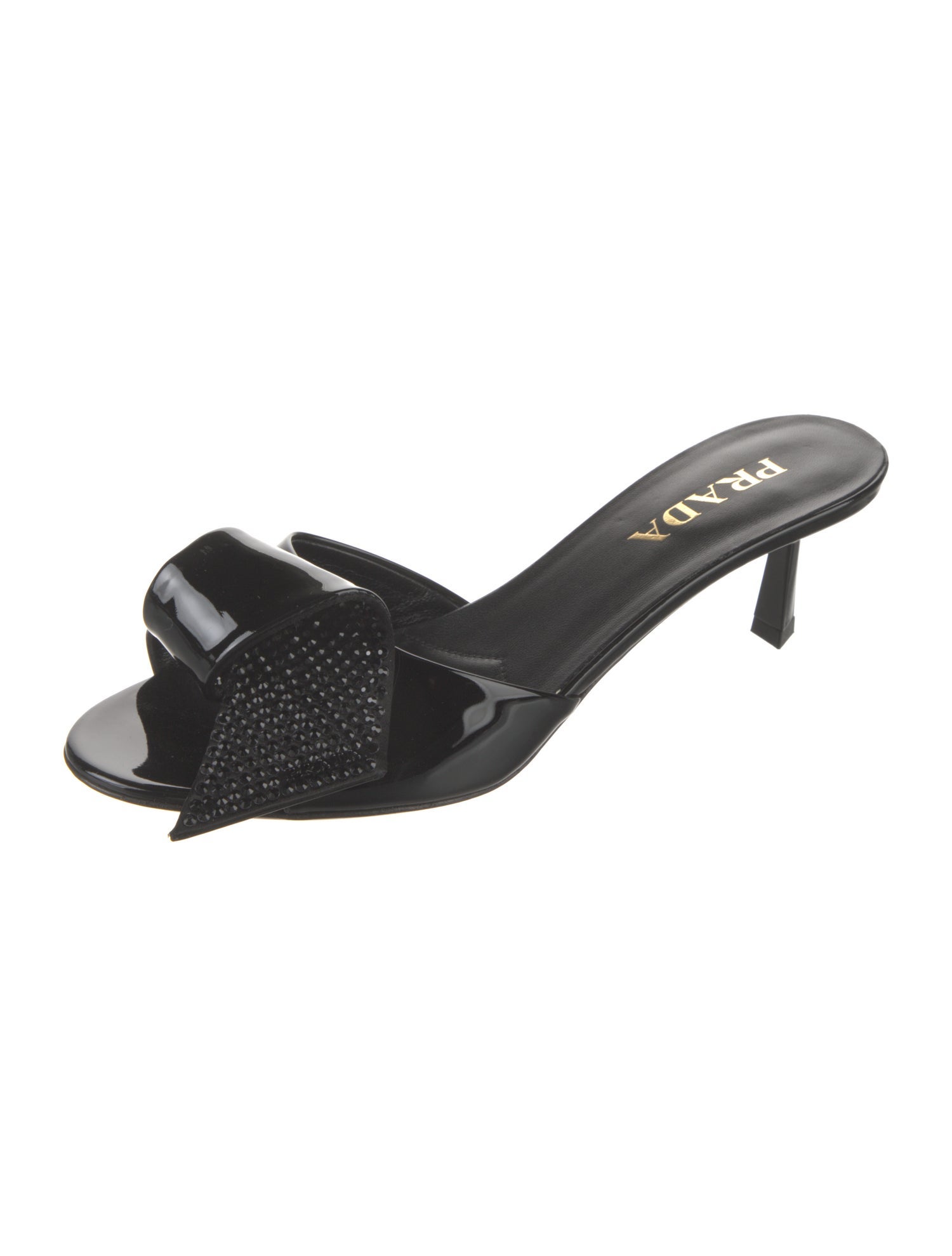 Prada Patent Leather Studded Accents Slides