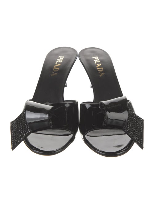 Prada Patent Leather Studded Accents Slides
