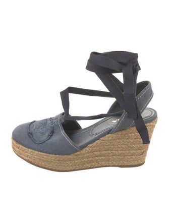 Prada Denim Embroidered Accent Espadrilles