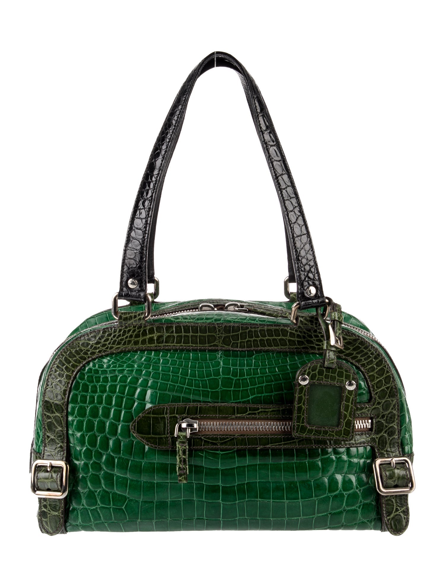 Prada Enameled Metal Triangle Bauletto