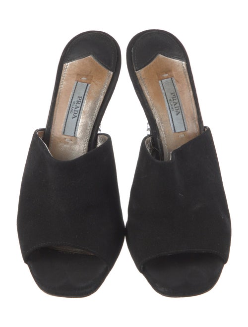 Prada Suede Crystal Embellishments Slides