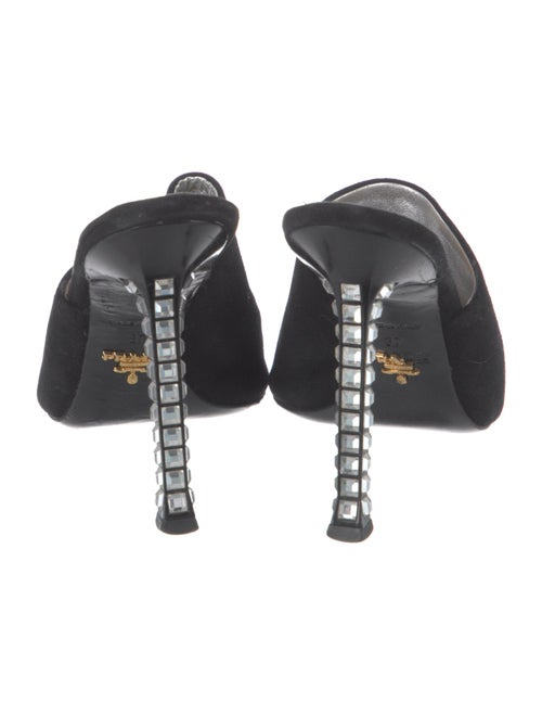 Prada Suede Crystal Embellishments Slides