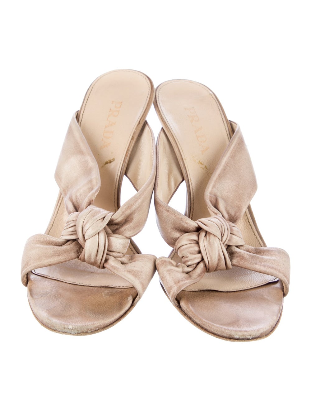 Prada Leather Slides Neutrals Floral Print Multis… - image 3