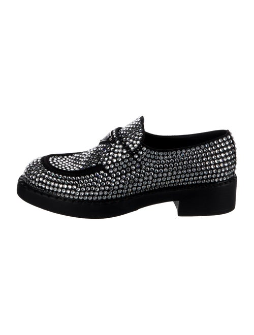 Prada Enameled Metal Triangle Crystal Oxfords