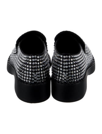 Prada Enameled Metal Triangle Crystal Oxfords