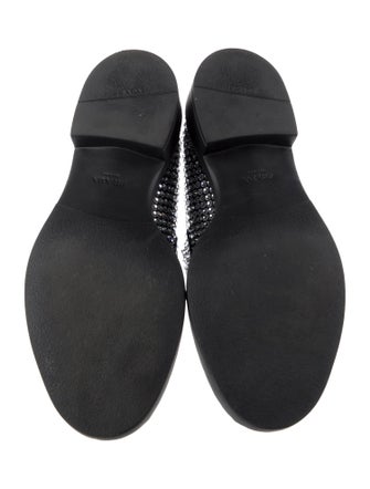 Prada Enameled Metal Triangle Crystal Oxfords