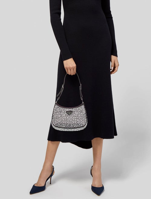 Prada Enameled Metal Triangle Cleo