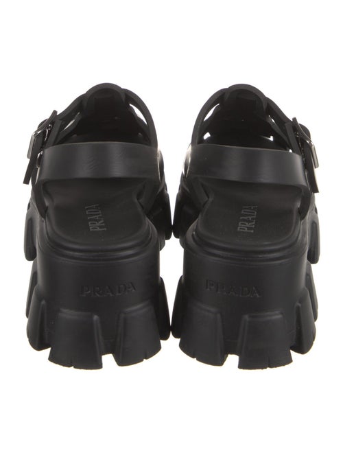 Prada Enameled Metal Triangle Rubber Slingback Sandals