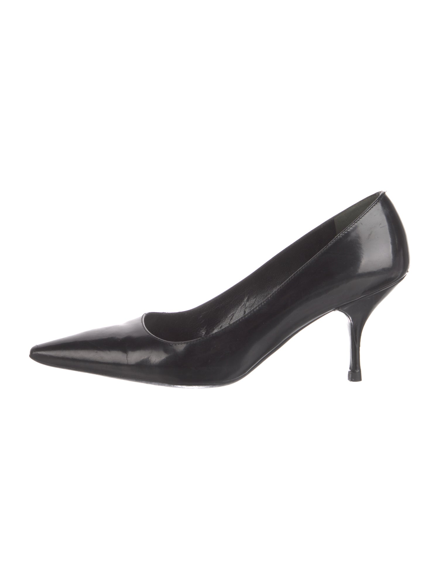 Prada Patent Leather Leather Trim Embellishment Pumps