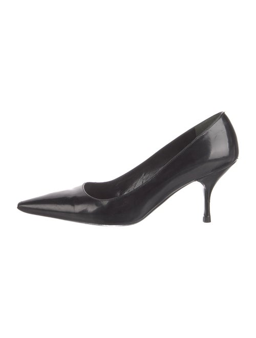 Prada Patent Leather Leather Trim Embellishment Pumps