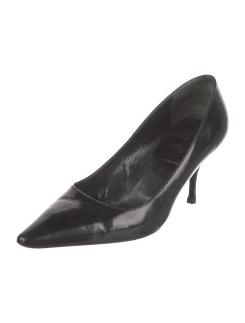 Prada Patent Leather Leather Trim Embellishment Pumps
