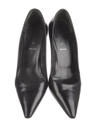 Prada Patent Leather Leather Trim Embellishment Pumps