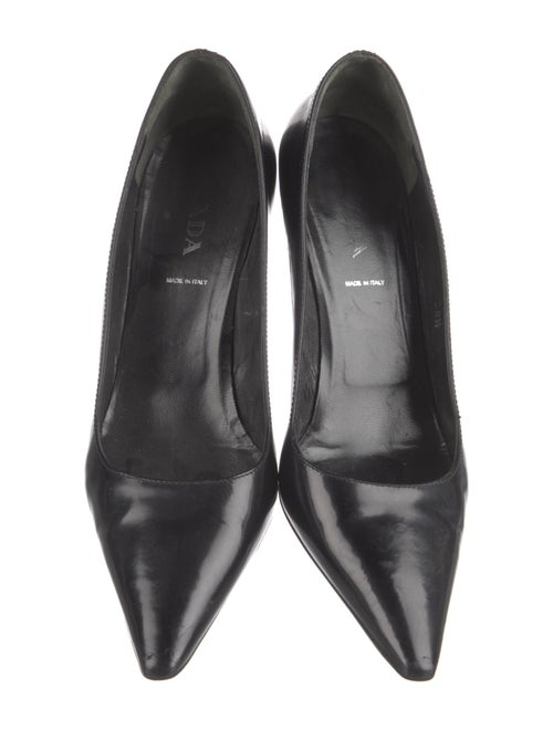 Prada Patent Leather Leather Trim Embellishment Pumps