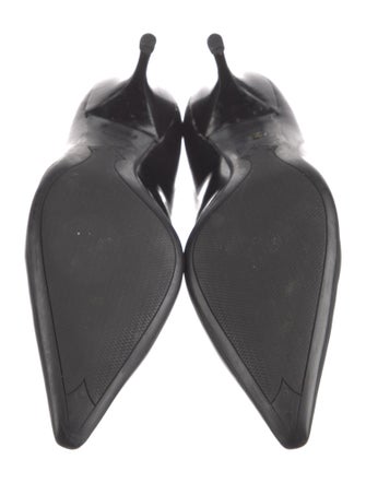 Prada Patent Leather Leather Trim Embellishment Pumps