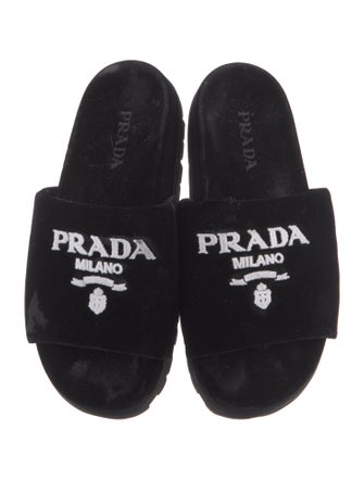 Prada Velvet Printed Slides