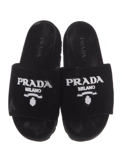 Prada Velvet Printed Slides