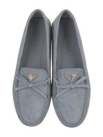 Prada Suede Bow Accents Loafers