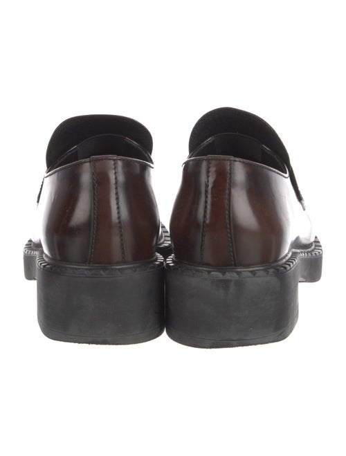 Prada Enameled Metal Triangle Leather Oxfords