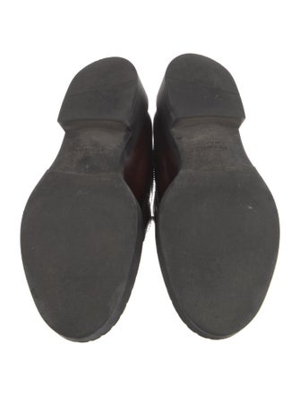 Prada Enameled Metal Triangle Leather Oxfords