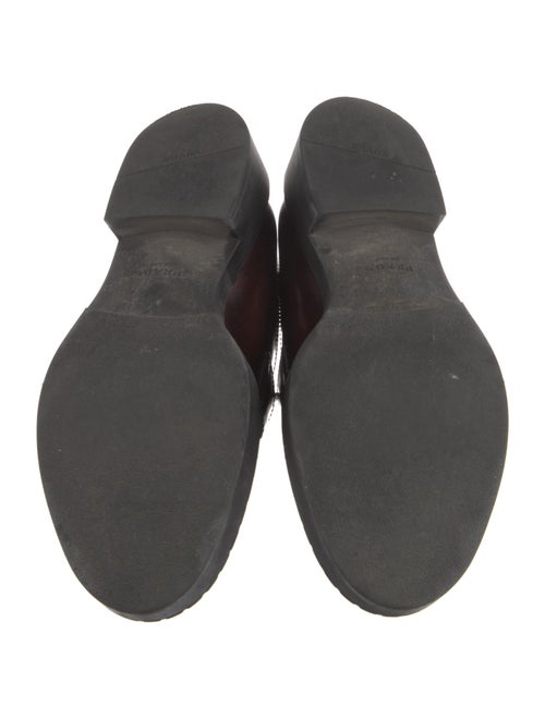 Prada Enameled Metal Triangle Leather Oxfords