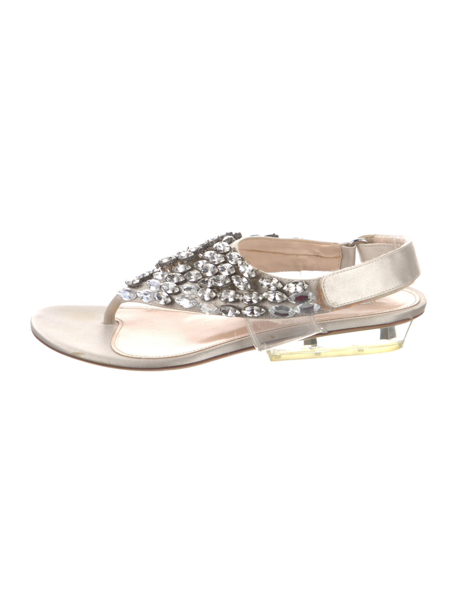 Prada Satin Crystal Embellishments Sandals