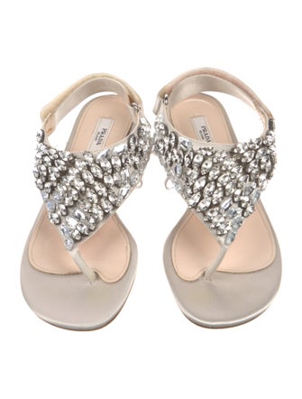 Prada Satin Crystal Embellishments Sandals