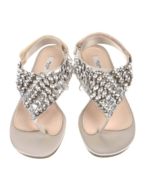 Prada Satin Crystal Embellishments Sandals